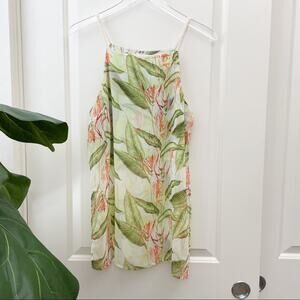 BCBGeneration Tropical Leaf Top Sheer Cropped